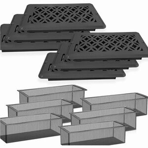 Floor Register Vent Cover & Mesh Filters Combo - Adjustable Airflow Lever, Pet